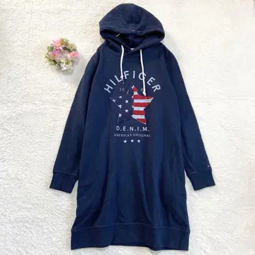 [ 타미힐피거 ] 맨투맨 튜닉 원피스 M 속기모 후드