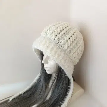 니트 모자 핸드메이드 아란 무늬 비니 고양이 귀 니트 모자 천사계 패션