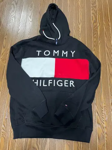 TOMMY HILFIGER 후드 부착 후드티 블랙/빨간색/화이트