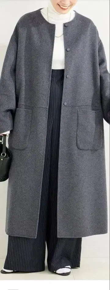 B.C STOCK 그레이 리버서블 롱 코트