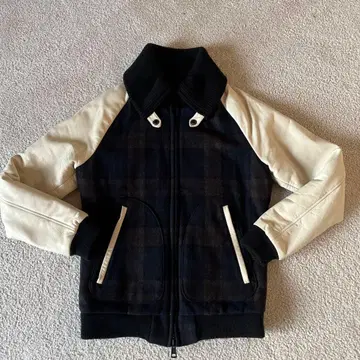 캐시미어 양가죽 울 자켓 네이비 아이보리