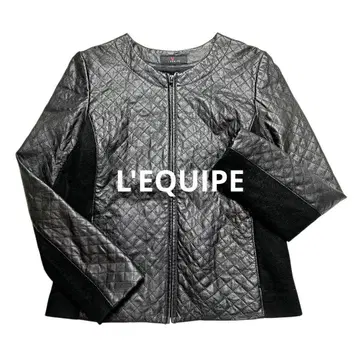 레킵 퀼팅 가죽 자켓 샘플 블랙 절개 이소재