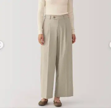 새상품 무인양품 스트레치 기모 턱 와이드 팬츠 베이지 S사이즈