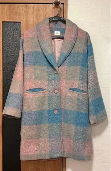 merry jenny 메리제니 블록 체크 숄카라 코트