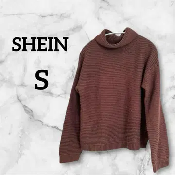 1점 SHEIN [ S ] 무지 터틀넥 니트 스웨터 긴팔 브라운