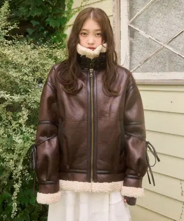 멀티웨이 빈티지 레더라이크 보아 자켓