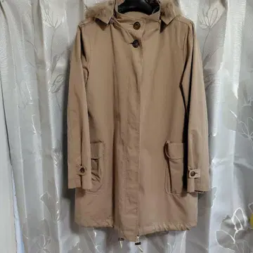 NEWYORKER 베이지 후드 부착 트렌치코트