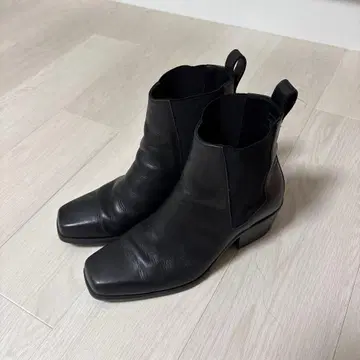 블랙 가죽 사이드 고어 부츠