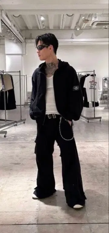 AMNJX 블랙 카고 팬츠