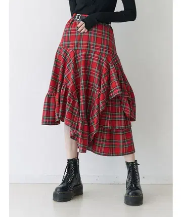 jouetie 플레어 체크 스커트