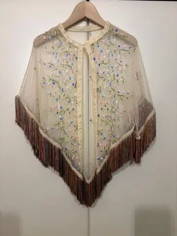 vintage 자수 케이프 블라우스