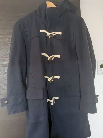 네이비 더플 코트 후드 부착