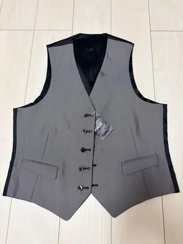 AOKI 그레이 새틴 수트 베스트 L L