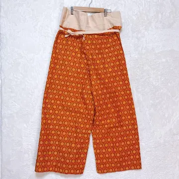 와이드 팬츠 에스닉 패턴 올 패턴 동양인 가우초 얇은 소재 릴랙스 리조트