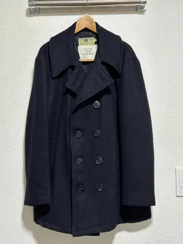 네이비 울 피 코트 더블 브레스트