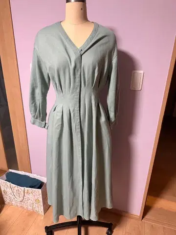 ANAYI 민트 그린 셔츠 원피스 38