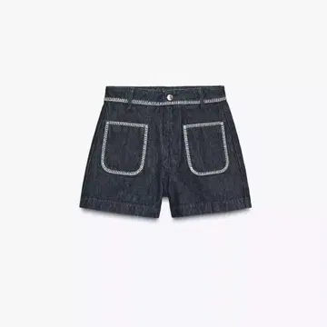 [ 새상품 ] ZARA 데님 하이웨스트 숏팬츠 스티치 디테일