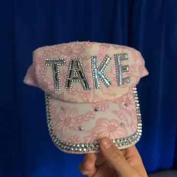 TAKE 꽃무늬 자수 캡 핑크 y2K