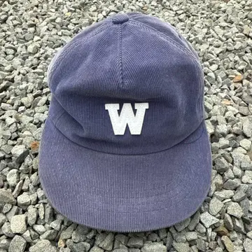 네이비 코튼 캡 W 자수