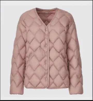 핑크 퀼팅 다운 자켓