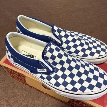 VANS 체커 패턴 슬립온 네이비/화이트 W