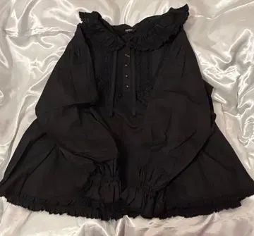 핑크하우스 토끼 귀 후드 블라우스 블랙