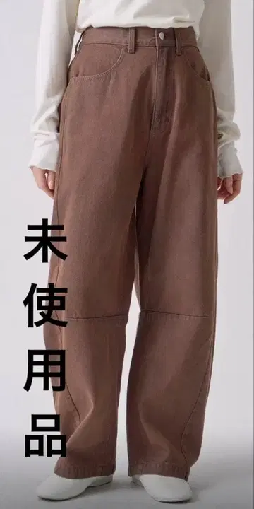 미사용품 [ KELEN / 케렌 ] 커브 디자인 컬러 데님 ( 브라운 )