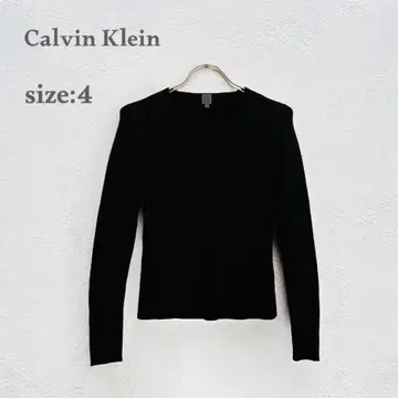 캘빈클라인 온워드 리브 니트 울 스웨터 V넥 블랙