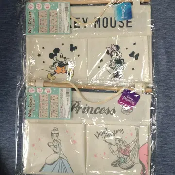 [세트] 디즈니 월 포켓 미키 프렌즈 프린세스 벽걸이 수납