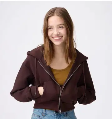 새상품급 GU 퍼프 맨투맨 풀 집업 후드티