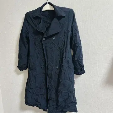 블랙 더블 버튼 롱 코트