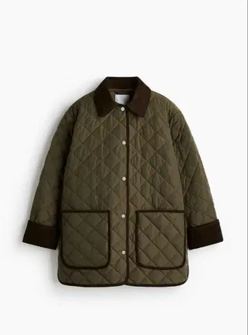 H&M 퀼팅 자켓 카키