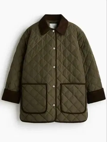 H&M 퀼팅 자켓 카키