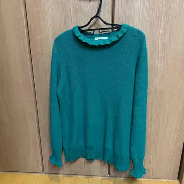 츠무구 랜덤 리브 니트 프릴 하이넥 GREEN