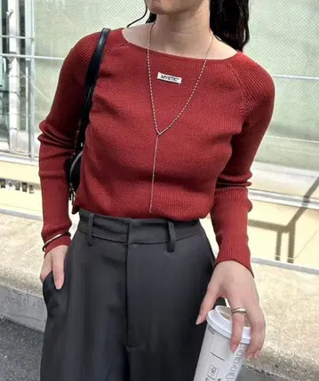 택 포함 미사용 새상품 mystic 크루 리브 니트