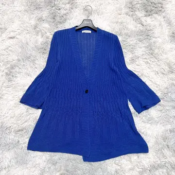 GEORGES RECH 38 가디건 리브 블루 출퇴근 코튼