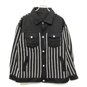 한국 스트릿 구제 의류 오버 사이즈 스트라이프 워크 셔츠 자켓