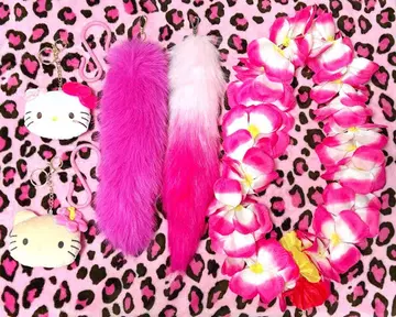 헬로키티 꼬리 참 하이비스커스 S 후크 핑크 갸루