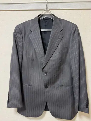 남성용 수트 3피스 그레이 스트라이프