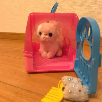 고양이 봉제 인형 세트 (화이트 핑크) 외출 백