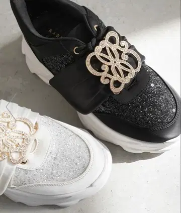 란다 스니커즈 블랙 라메 반짝반짝 블랙 통굽