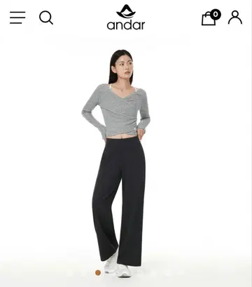 새상품 andar 속기모 와이드 레깅스 M 얼그레이 베이지