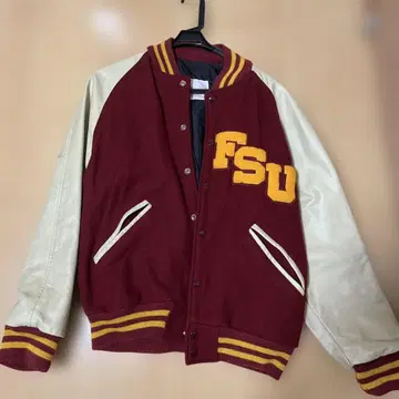 FSU 로고 바시티 자켓 버건디/크림