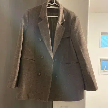 브라운 더블 브레스트 체스터 코트