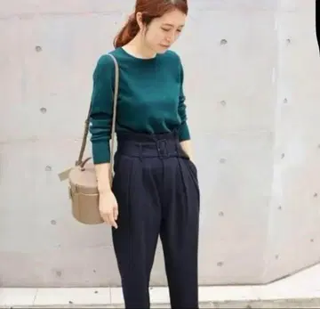 이에나 IENA 보타니 하이웨스트 크롭 팬츠 울 34 네이비