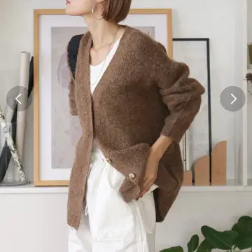 Ungrid 컬러 루즈 니트 가디건 브라운