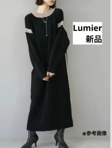 *새상품* lumier 뤼미에 바이컬러 니트 롱 원피스 블랙