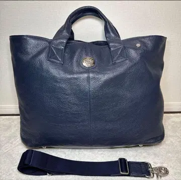 컨디션 최상 오로비안코 토트백 가죽 네이비 2way
