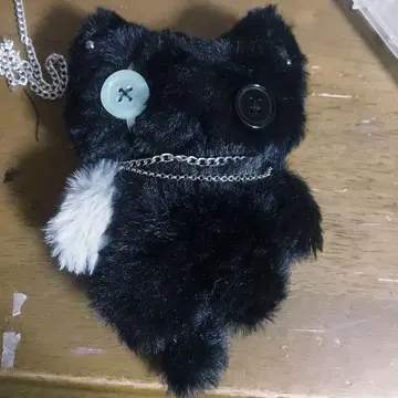 고양이형 인조 모피 키링