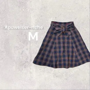 아푸와이저 리셰 플레어 스커트 리버서블 체크 무늬 더블 버튼 M